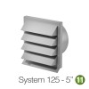 125mm Light Grey Louvered Wall Vent Grill