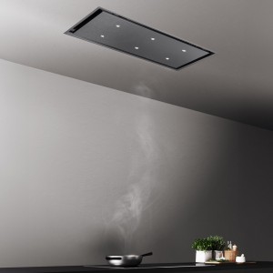 Ceiling Cooker Hood With Brushless Slimline Motor 90cm x 50cm Black Steel