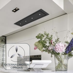 Anzi - 120cm x 30cm Ceiling Hood With External Motor - Black