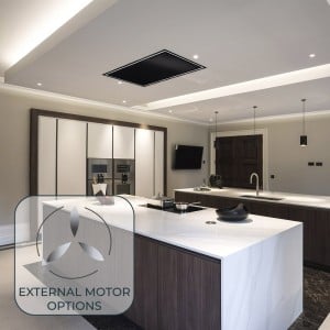 Caporra - 90cm x 50cm Ceiling Cooker Hood - External Motor - Black 