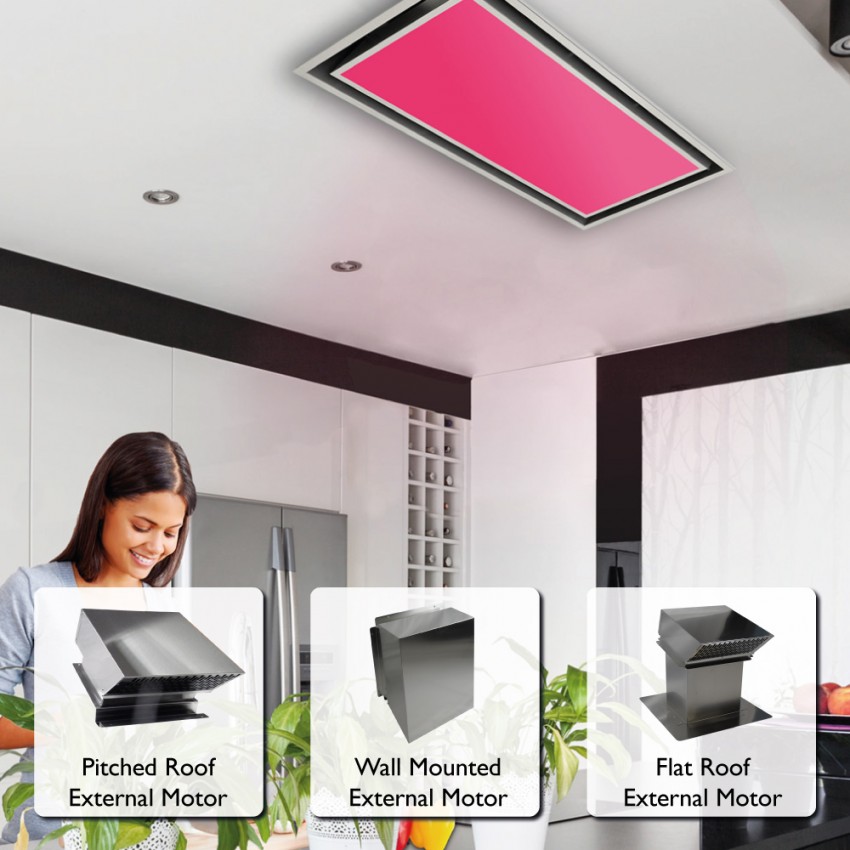 100cm ceiling cooker hood With External Motor Options - RGB colour changing 