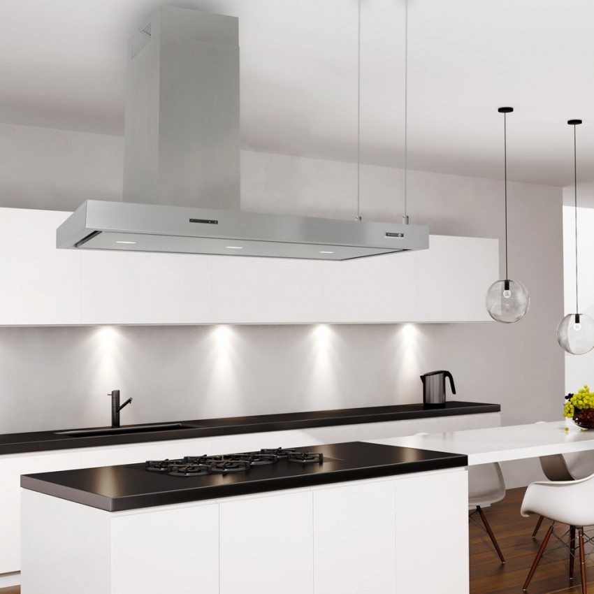 120cm Professional Island Cooker Hood Stainless Steel Left Hand Chimney