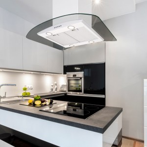 70cm Curved Glass Island Cooker Hood - White