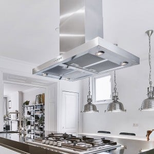 90cm Flat Island Kitchen Extractor in Stainless Steel