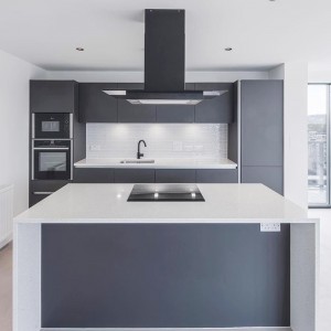90cm Kitchen Island Cooker Hood With Glass - Black 