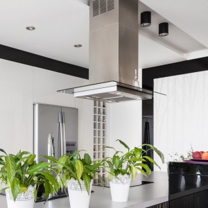 90cm Straight Glass Island Cooker Hood - Stainless Steel