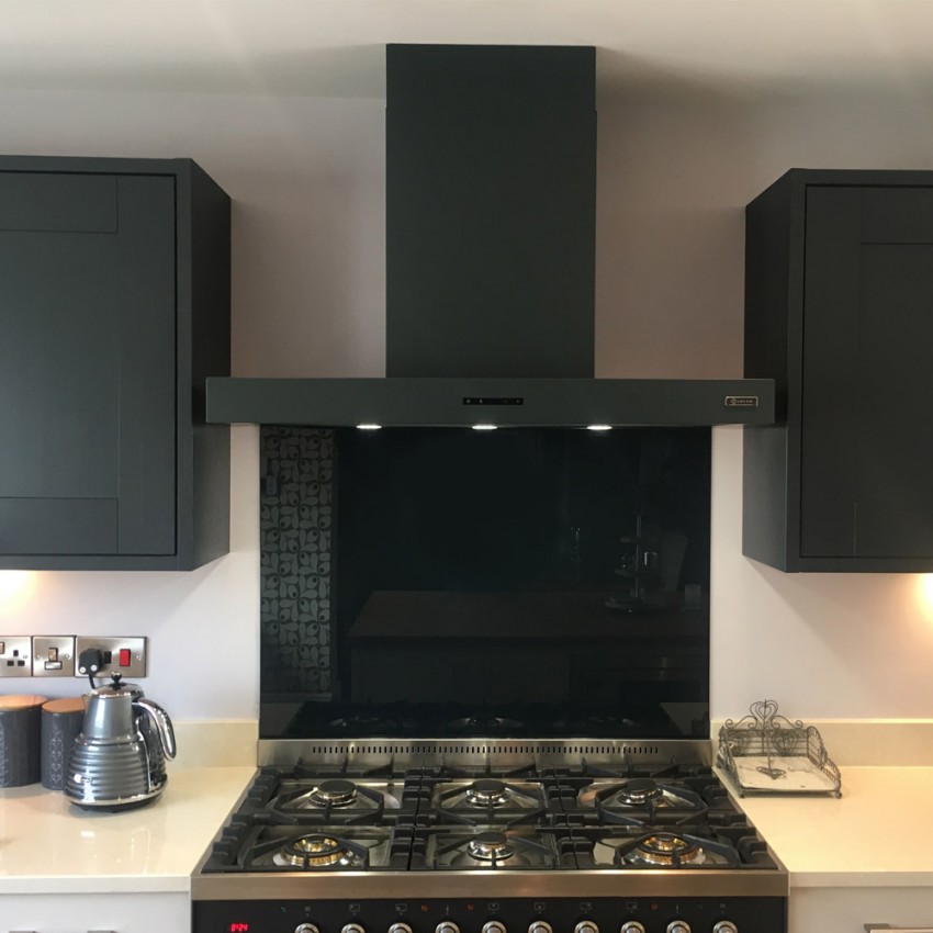 90cm cooker hood with baffle grease filters dark grey