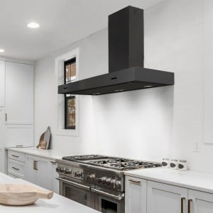 110cm Wall Mounted Cooker Hood - Black Right Hand Chimney