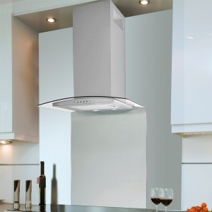 90cm Curved Glass Cooker Hood - Stainless Steel