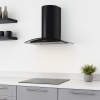 90cm Curved Glass Cooker Hood - Black