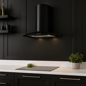 100cm Curved Glass Cooker Hood - Black