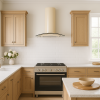 Curved Glass Kitchen Extractor Cooker Hood - Ivory