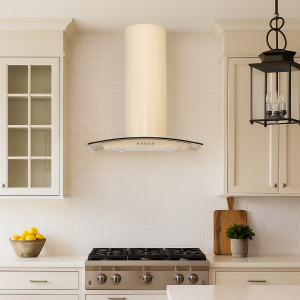 60cm Curved Glass cooker hood Cream