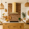 Curved Glass Kitchen Extractor Cooker Hood - Ivory