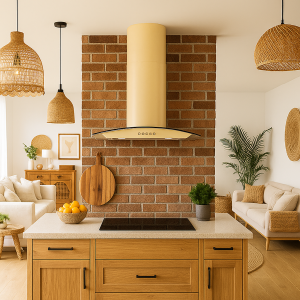 80cm Curved Glass Kitchen Cooker Hood - Cream