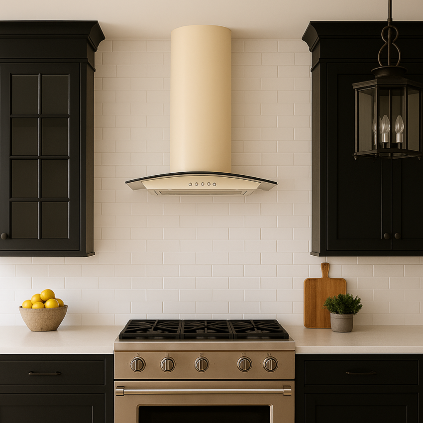 70cm Curved Glass Kitchen cooker hood- Ivory