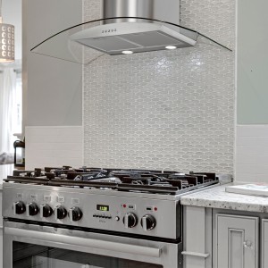 90cm Curved Glass Cooker Hood - SS