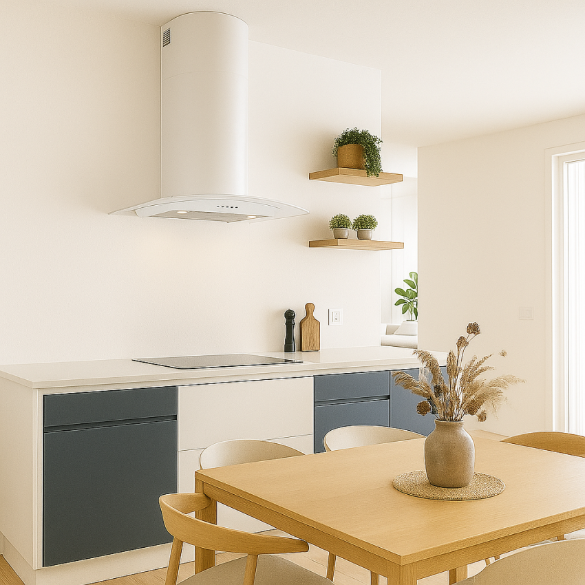 80cm Curved Glass Kitchen Cooker Hood - White