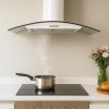 Curved Glass Kitchen Extractor Hood - White