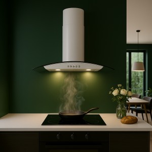 90cm Curved Glass Cooker Hood - White