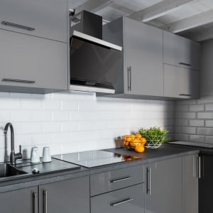 Ison - 90cm Angled Cooker Hood - Black with Black Glass