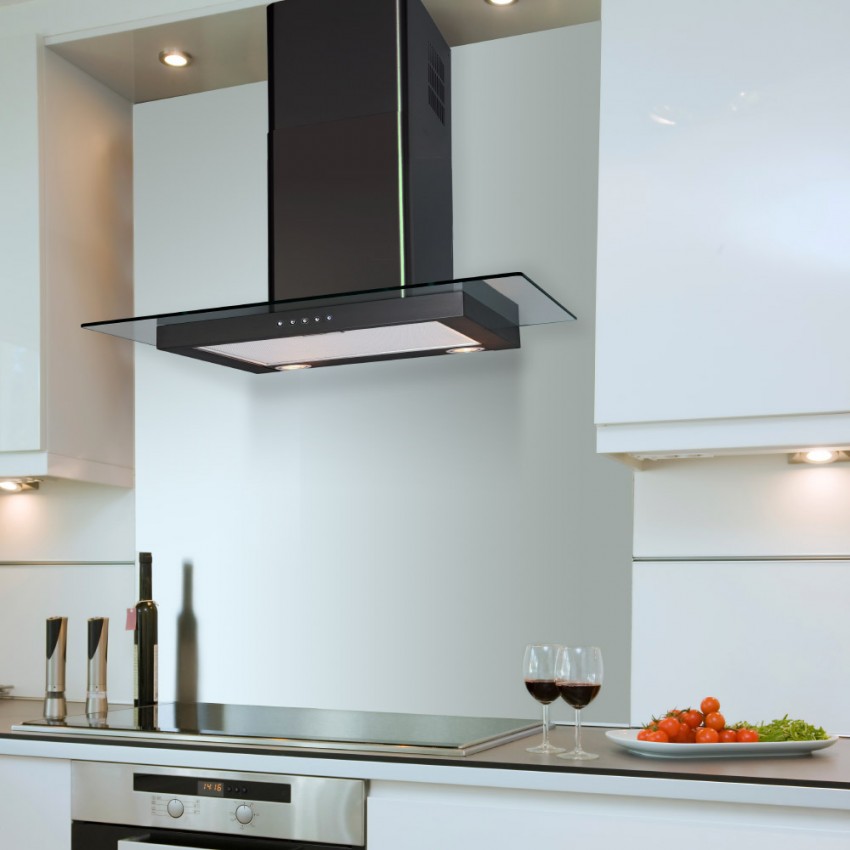 70cm Flat Hood With Glass in Black