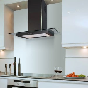 90cm Flat Hood With Glass in Black
