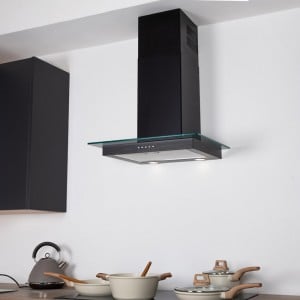 60cm Straight Glass Cooker Hood - Black