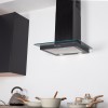 60cm Flat Hood With Glass in Black