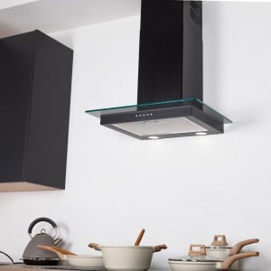70cm Straight Glass Cooker Hood - Black