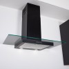 90cm Flat Hood With Glass in Black