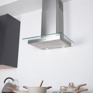 70cm Flat Hood With Glass Stainless Steel