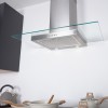 90cm Straight Glass Cooker Hood - Stainless Steel