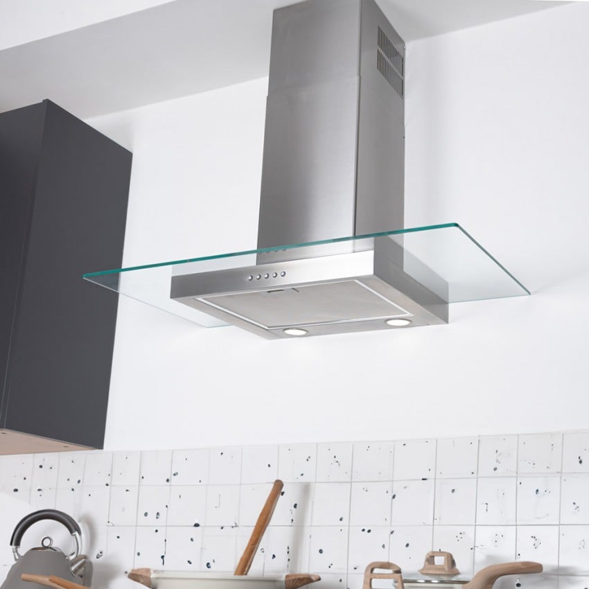 90cm Flat Hood With Glass Stainless Steel