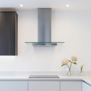 90cm Flat Hood With Glass Stainless Steel