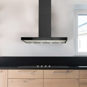 110cm Glass Front T-Line Cooker Hood in Black