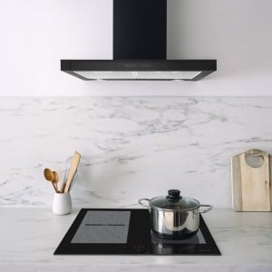 80cm Glass Front T-Line Cooker Hood in Black