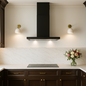 80cm Glass Front T-Line Cooker Hood in Black