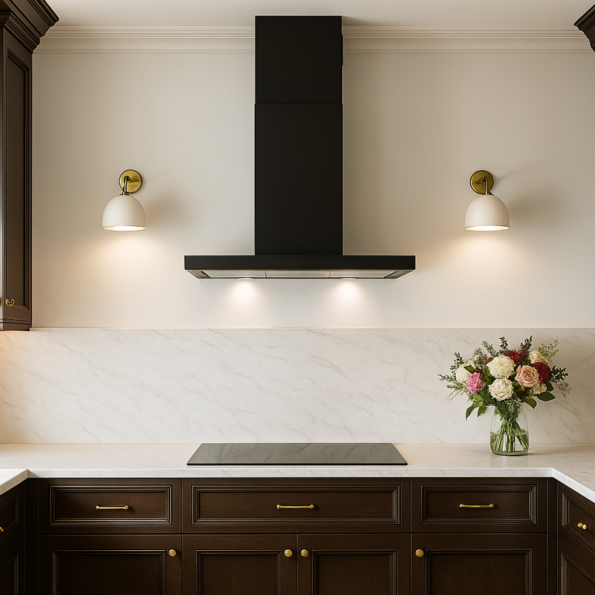 80cm Glass Front T-Line Cooker Hood in Black