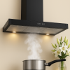 90cm Glass Front T-Line Cooker Hood in Black