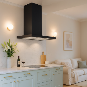 60cm Glass Front T-Line Cooker Hood in Black