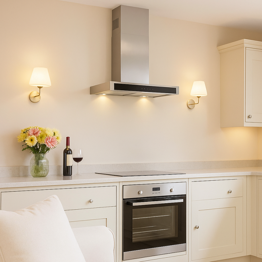 60cm Glass Front T-Line Cooker Hood in Stainless Steel
