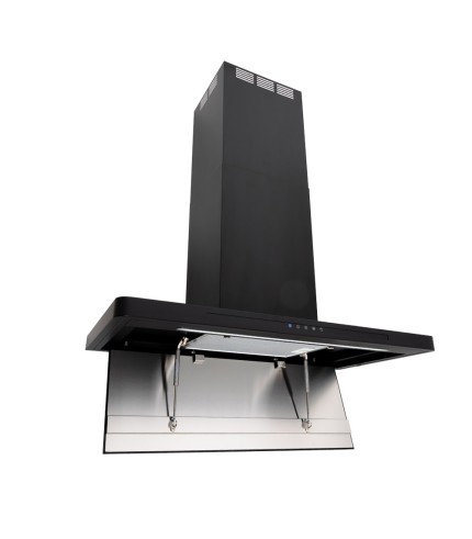Linea - Designer Black Glass Door Wall Hood - Options