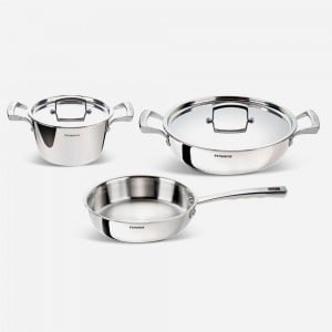 Stainless steel induction pan set with flat bottom