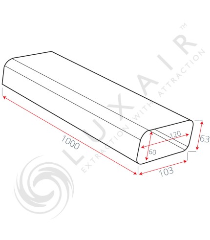100mm x 60mm Flat Tube Ducting Pipe 1 Metre