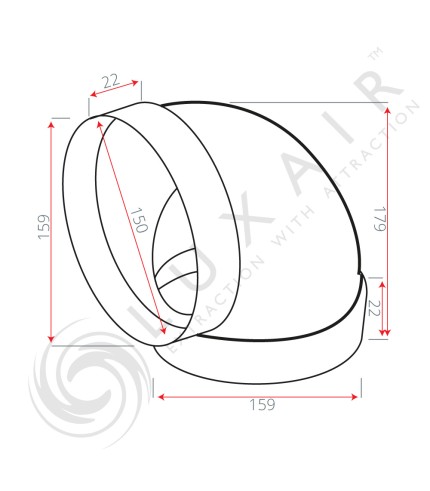 150mm (6") 90° Round Ducting Elbow