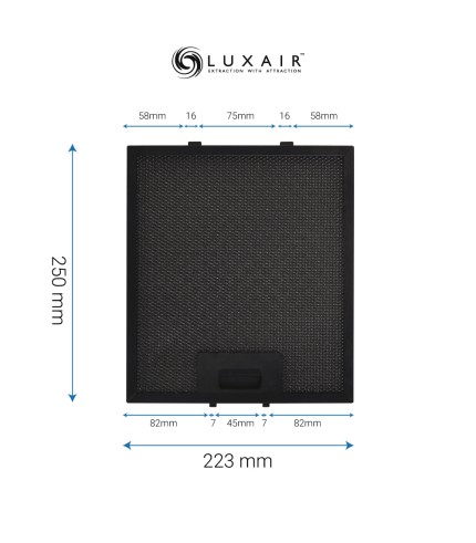 Metal Grease Filter 250mm x 223mm - Black