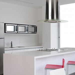 Kitchen Island cooker hood - 90cm Oval Frosted Glass