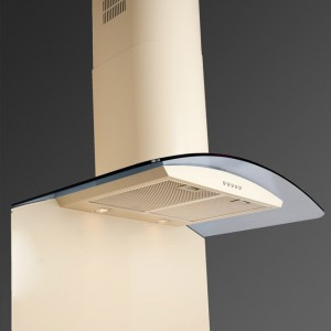 80cm Curved Glass Kitchen Cooker Hood - Cream