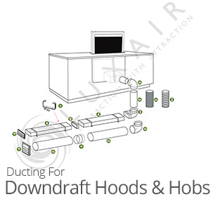 Ducting for downdraft induction hobs